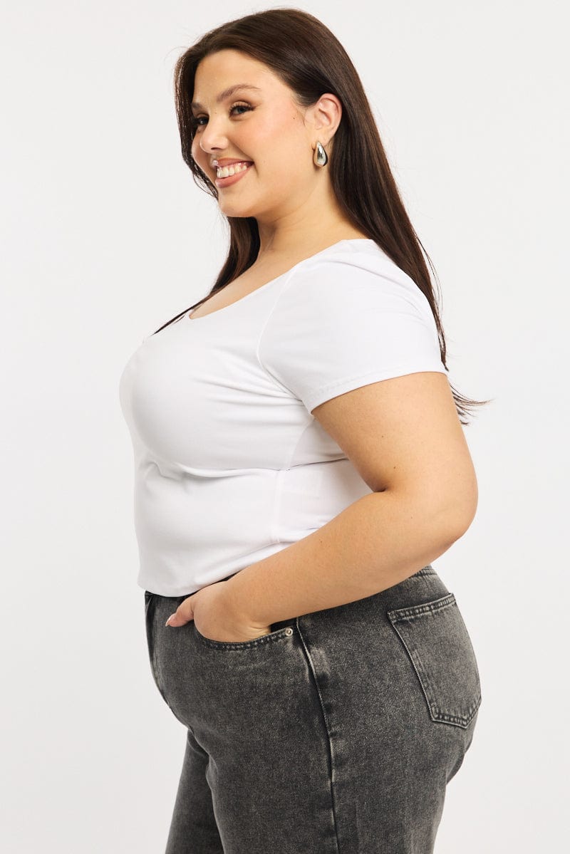 White T-shirt Short Sleeve Scoop Neck for YouandAll Fashion