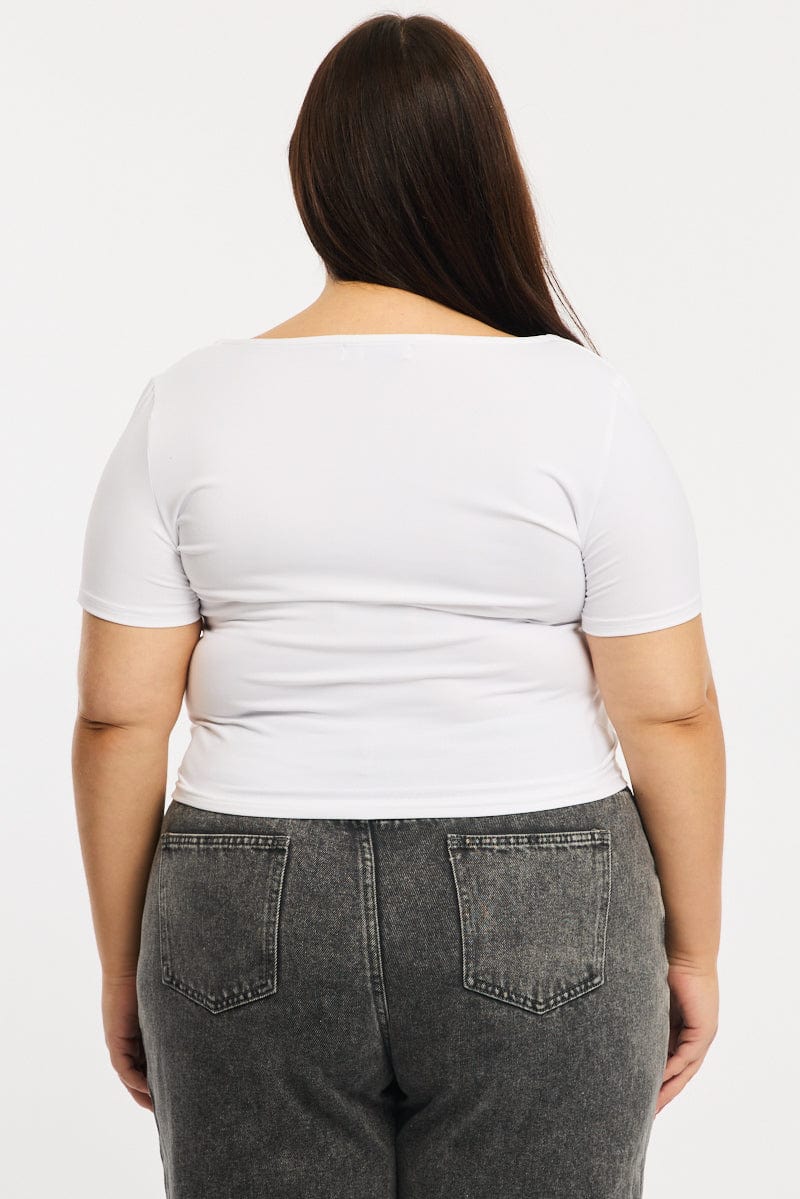 White T-shirt Short Sleeve Scoop Neck for YouandAll Fashion