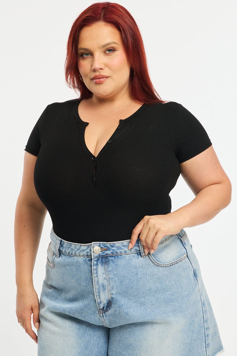 Black Bodysuit Short Sleeve for YouandAll Fashion