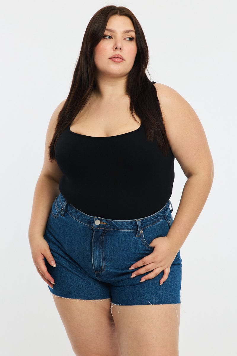 Black Bodysuit Scoop Neck Seamless for YouandAll Fashion