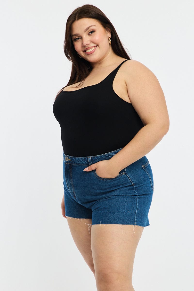 Black Bodysuit Scoop Neck Seamless for YouandAll Fashion