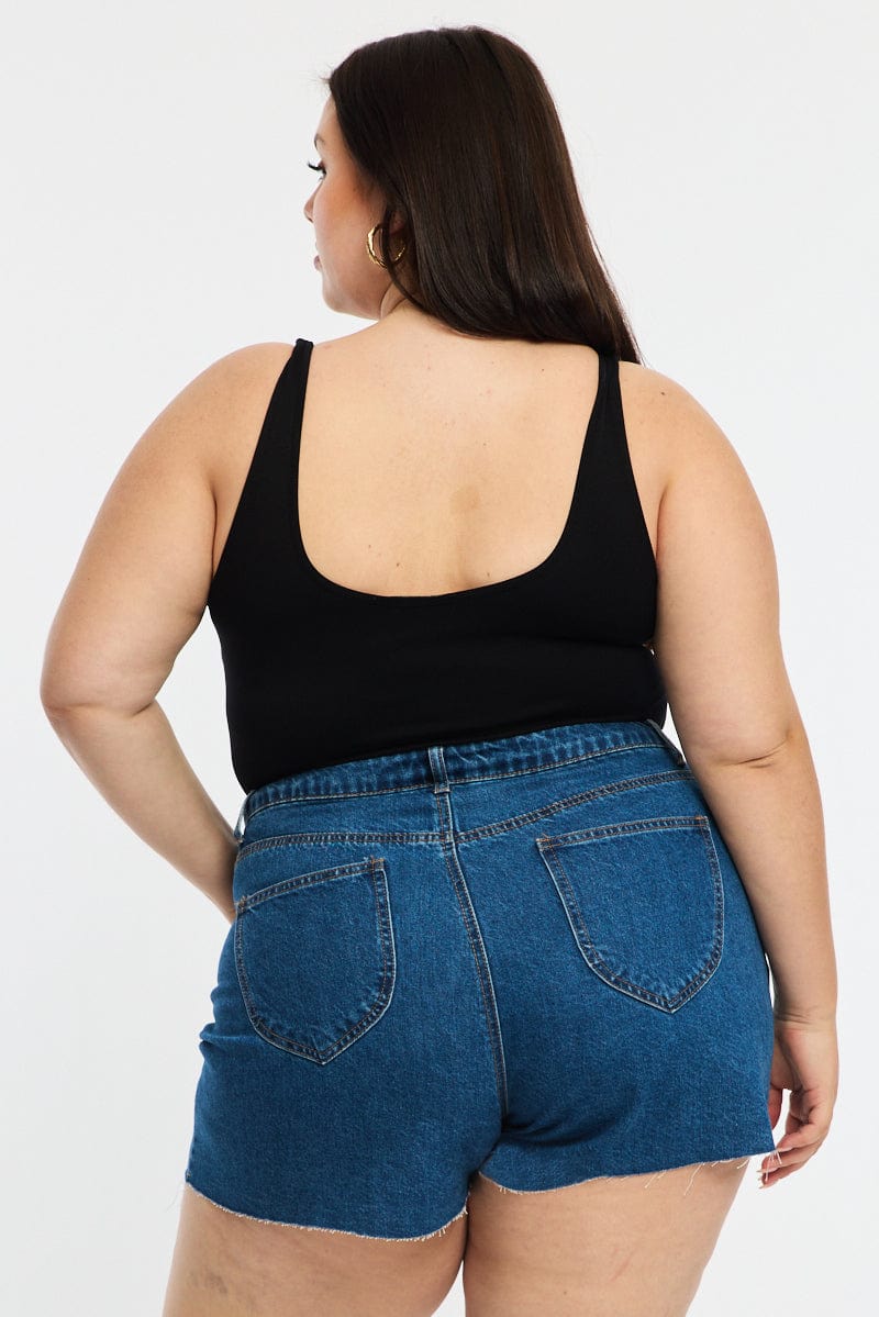 Black Bodysuit Scoop Neck Seamless for YouandAll Fashion