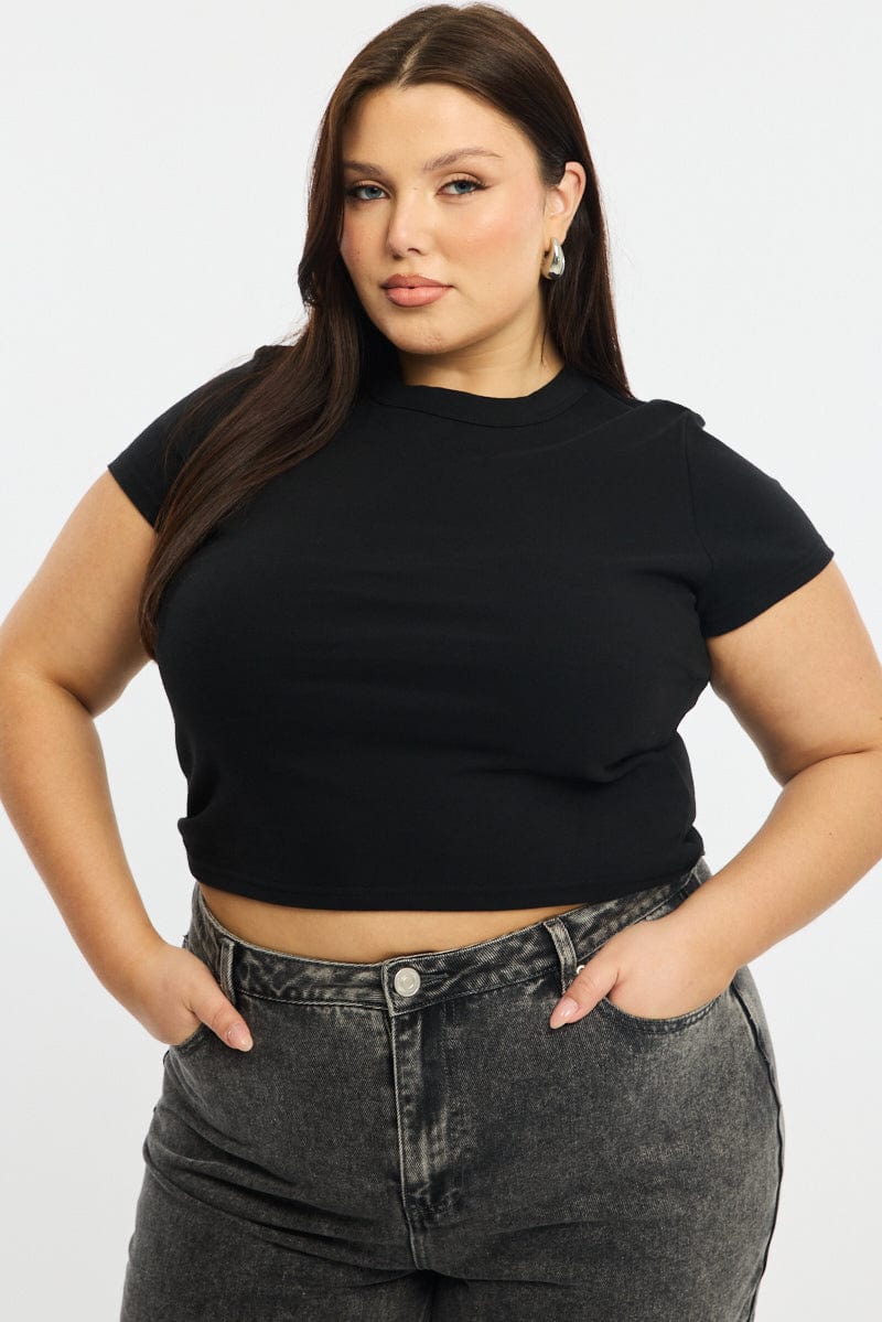 Black T-shirt Short Sleeve Crew Neck for YouandAll Fashion