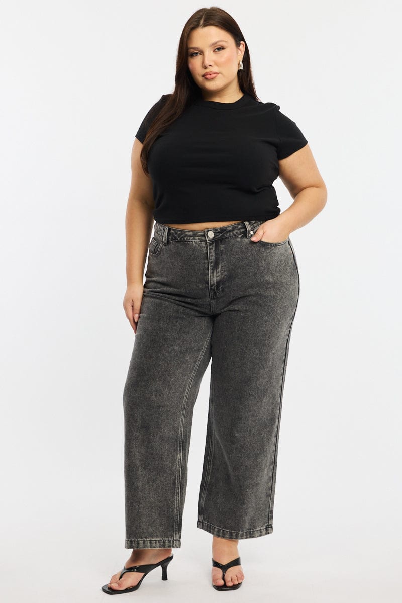 Black T-shirt Short Sleeve Crew Neck for YouandAll Fashion
