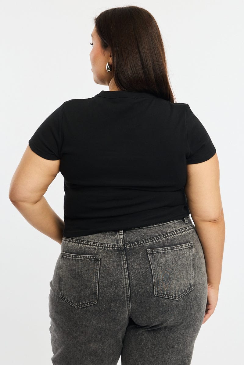 Black T-shirt Short Sleeve Crew Neck for YouandAll Fashion