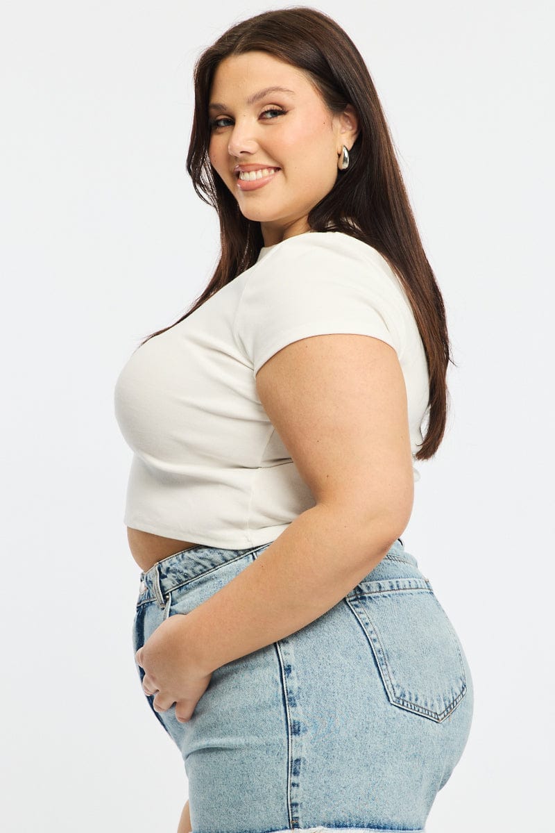 White T-shirt Short Sleeve Crew Neck for YouandAll Fashion