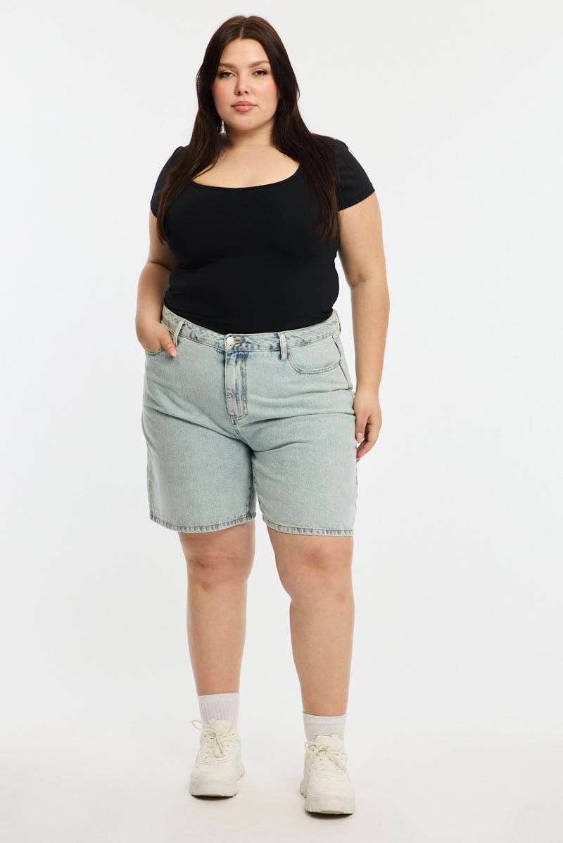 Black T-shirt Short Sleeve V-neck for YouandAll Fashion