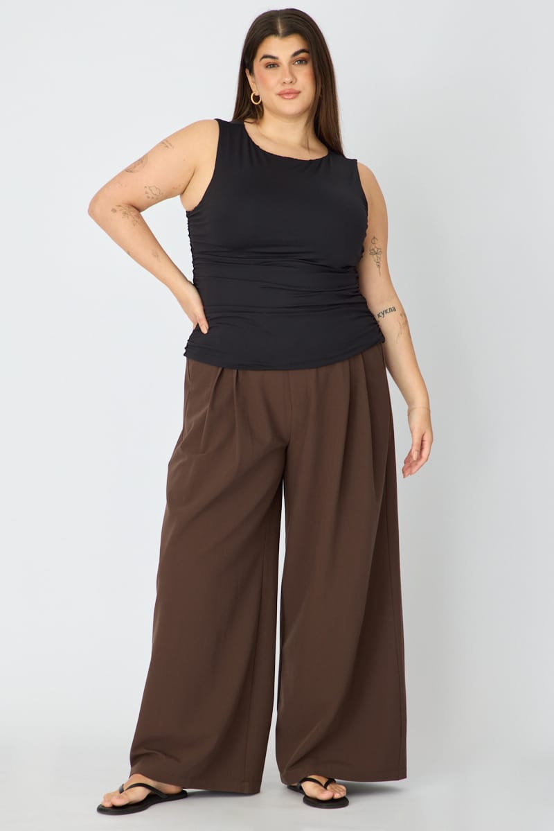 Black Ruched Top Sleeveless Double Layered for YouandAll Fashion
