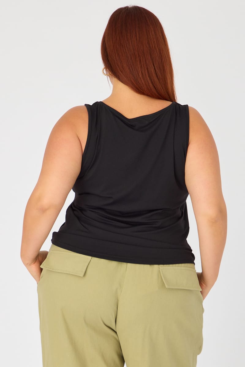 Black Basic Top Sleeveless Square Neck Double Layered for YouandAll Fashion