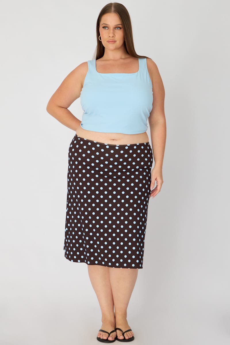 Blue Basic Top Sleeveless Square Neck Double Layered for YouandAll Fashion