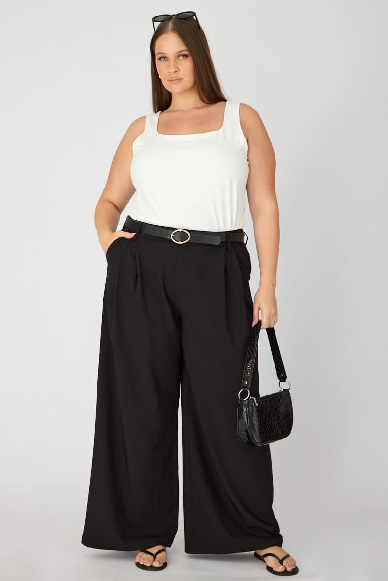 White Basic Top Sleeveless Square Neck Double Layered for YouandAll Fashion