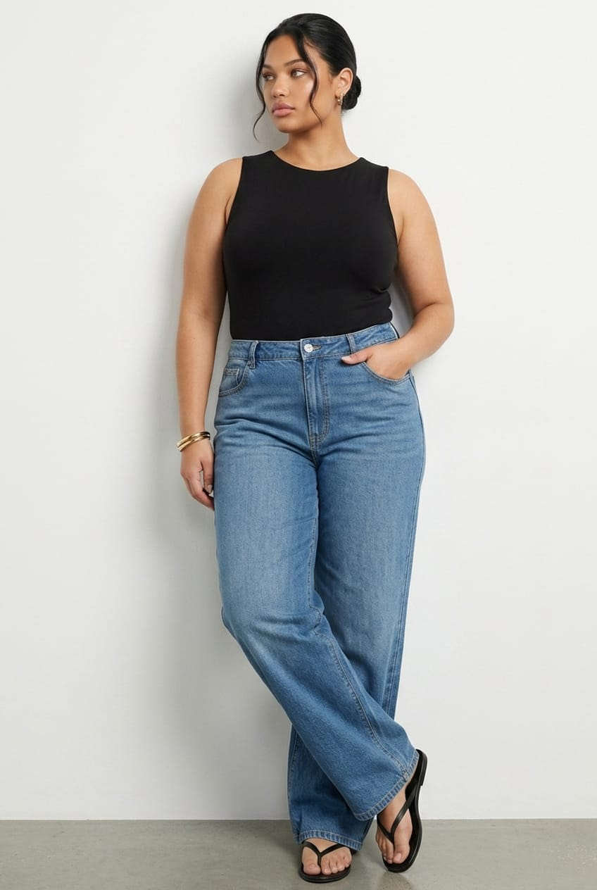 Black Bodysuit Sleeveless Crew Neck for YouandAll Fashion