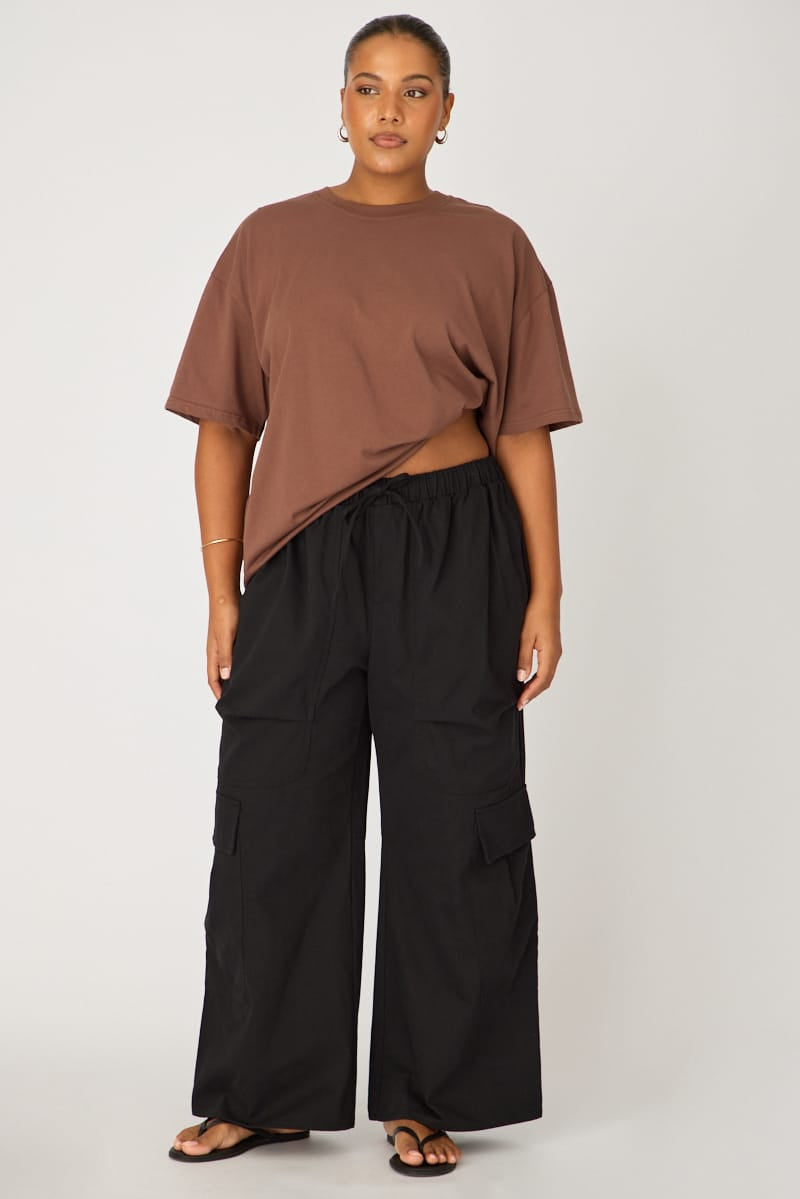 Black Cargo Pants Drawstring Waist for YouandAll Fashion