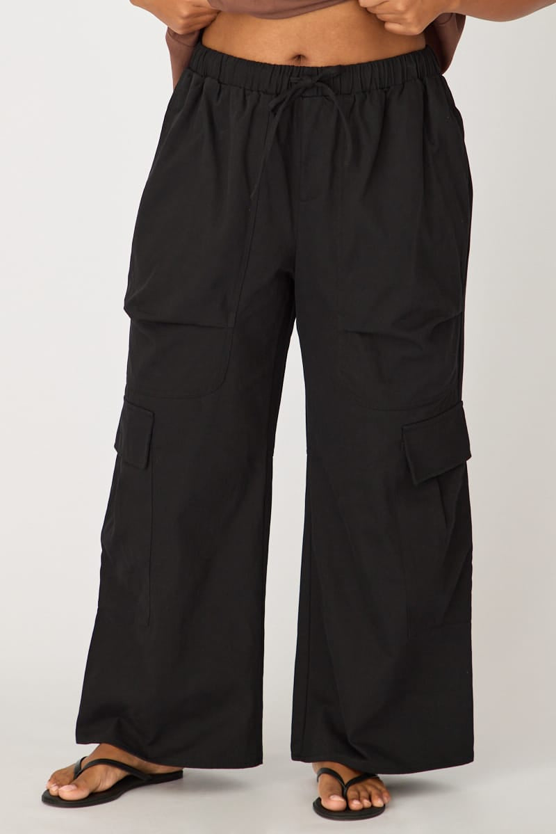 Black Cargo Pants Drawstring Waist for YouandAll Fashion