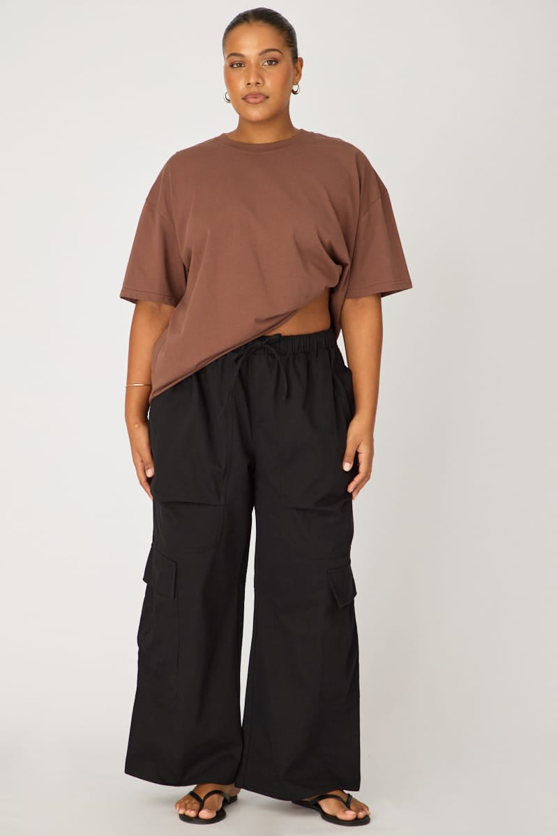 Black Cargo Pants Drawstring Waist for YouandAll Fashion