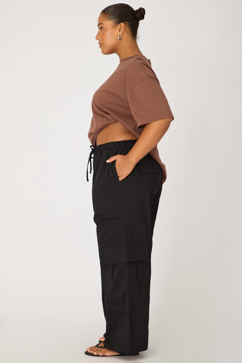 Black Cargo Pants Drawstring Waist for YouandAll Fashion