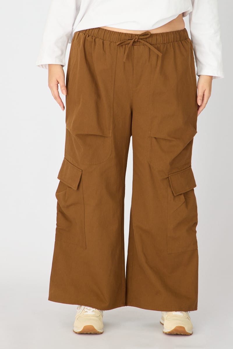 Brown Cargo Pants Drawstring Waist for YouandAll Fashion