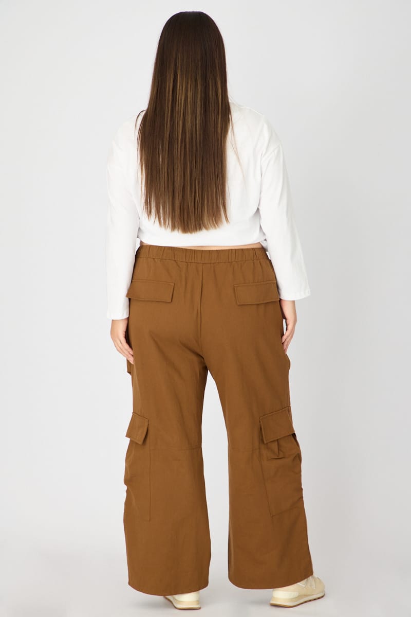 Brown Cargo Pants Drawstring Waist for YouandAll Fashion