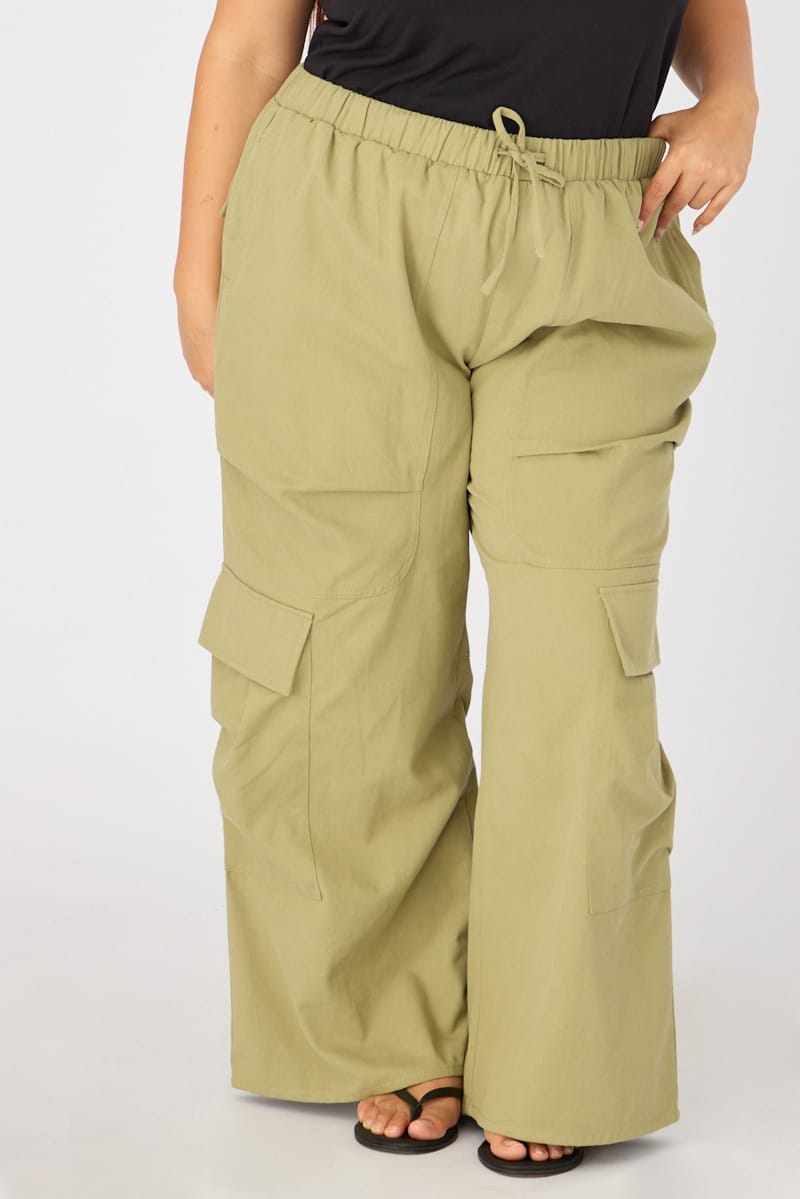 Green Cargo Pants Drawstring Waist for YouandAll Fashion