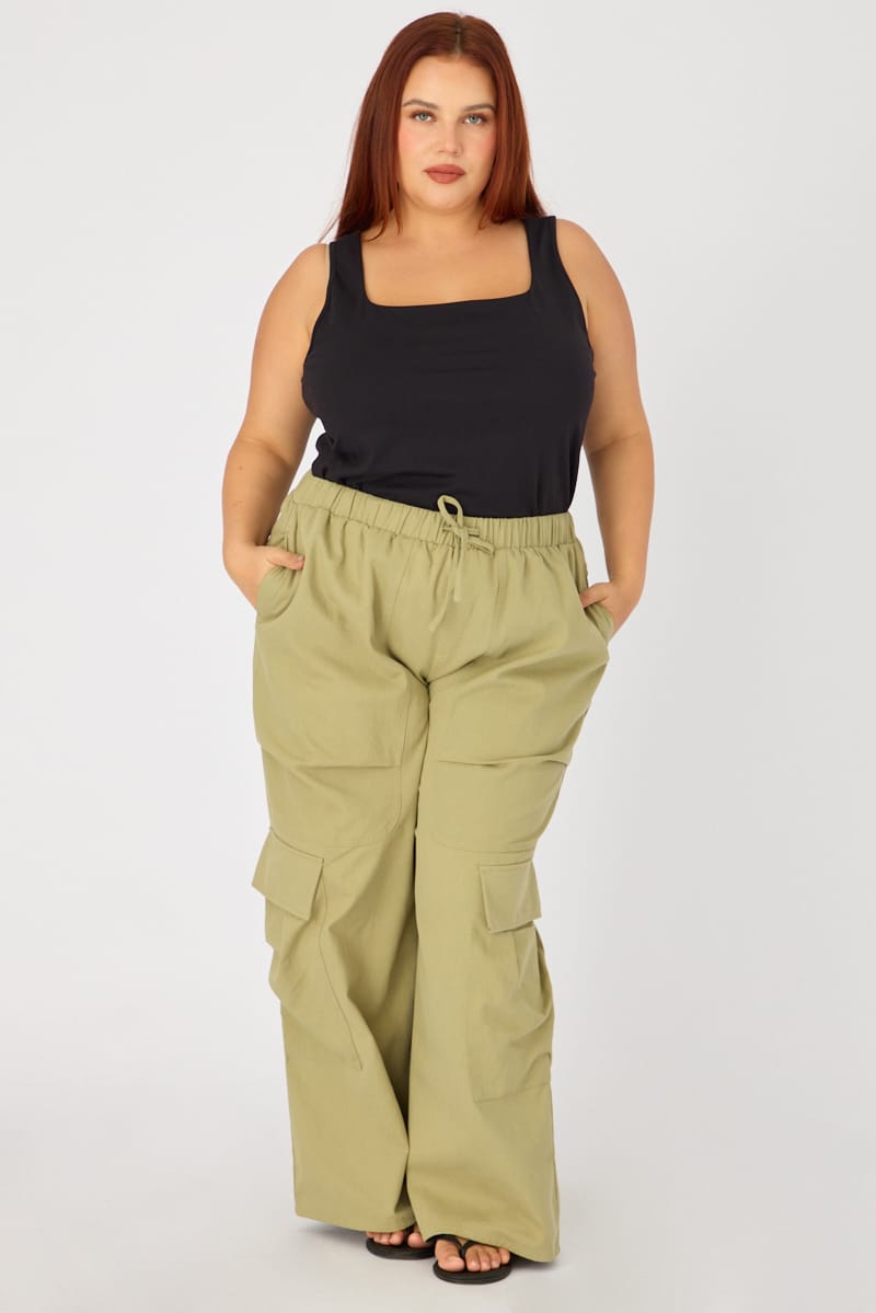 Green Cargo Pants Drawstring Waist for YouandAll Fashion