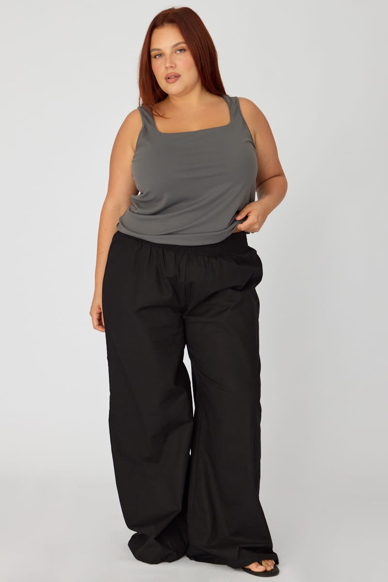 Black Wide Leg Pants Shirred Waist for YouandAll Fashion