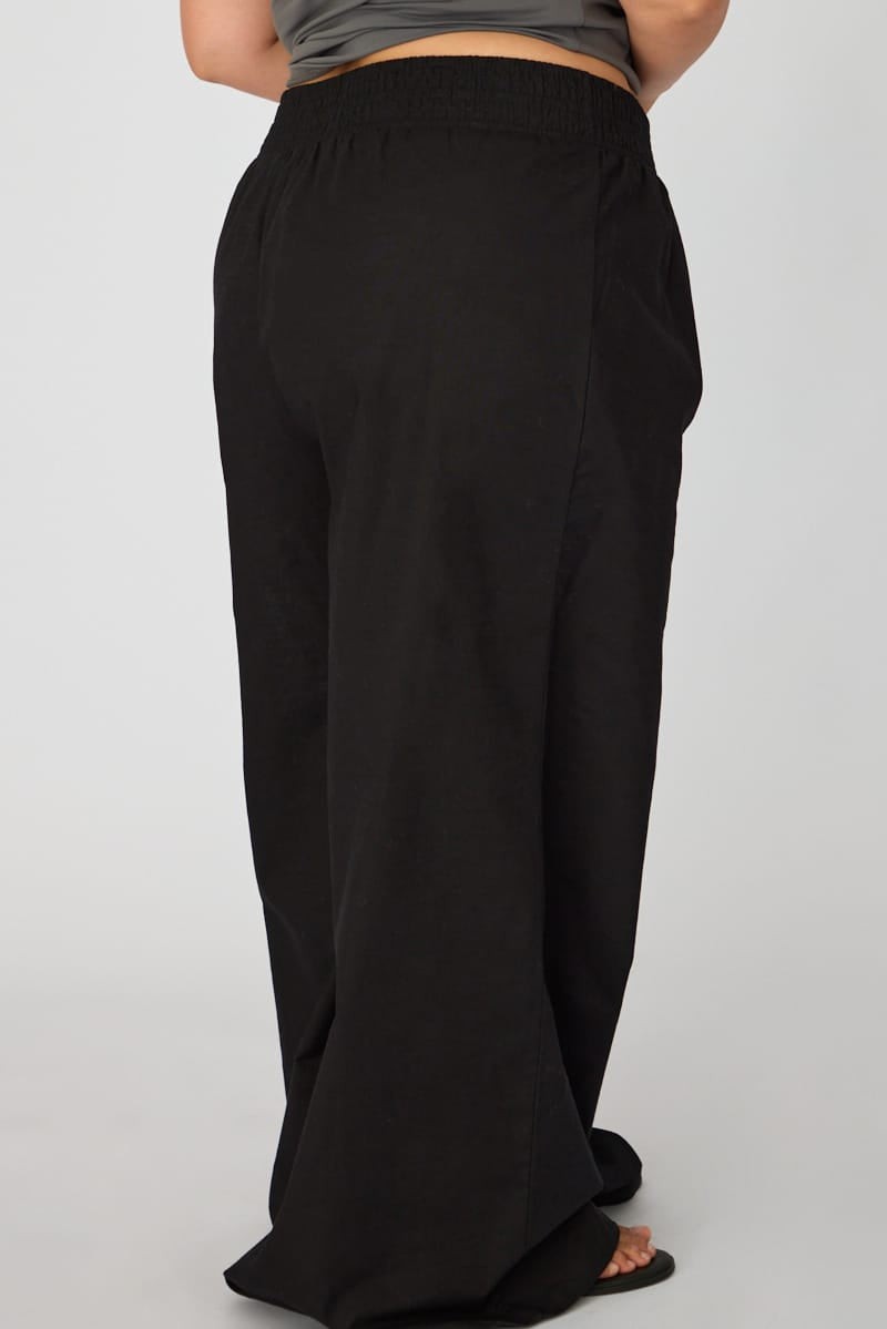 Black Wide Leg Pants Shirred Waist for YouandAll Fashion