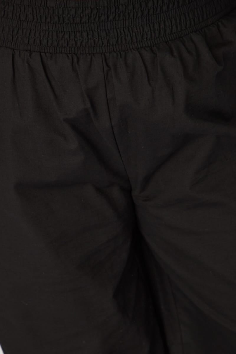 Black Wide Leg Pants Shirred Waist for YouandAll Fashion