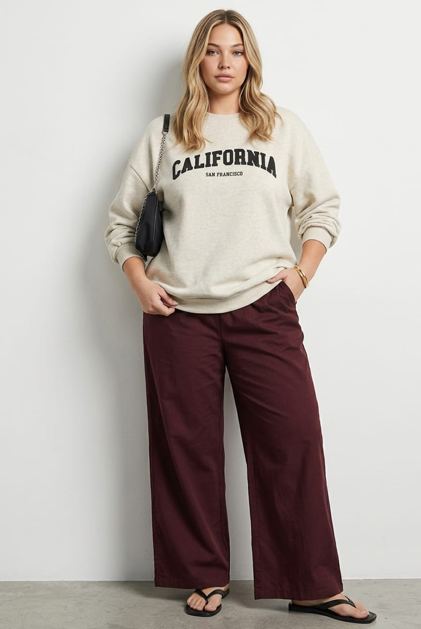Brown Wide Leg Pants Shirred Waist for YouandAll Fashion