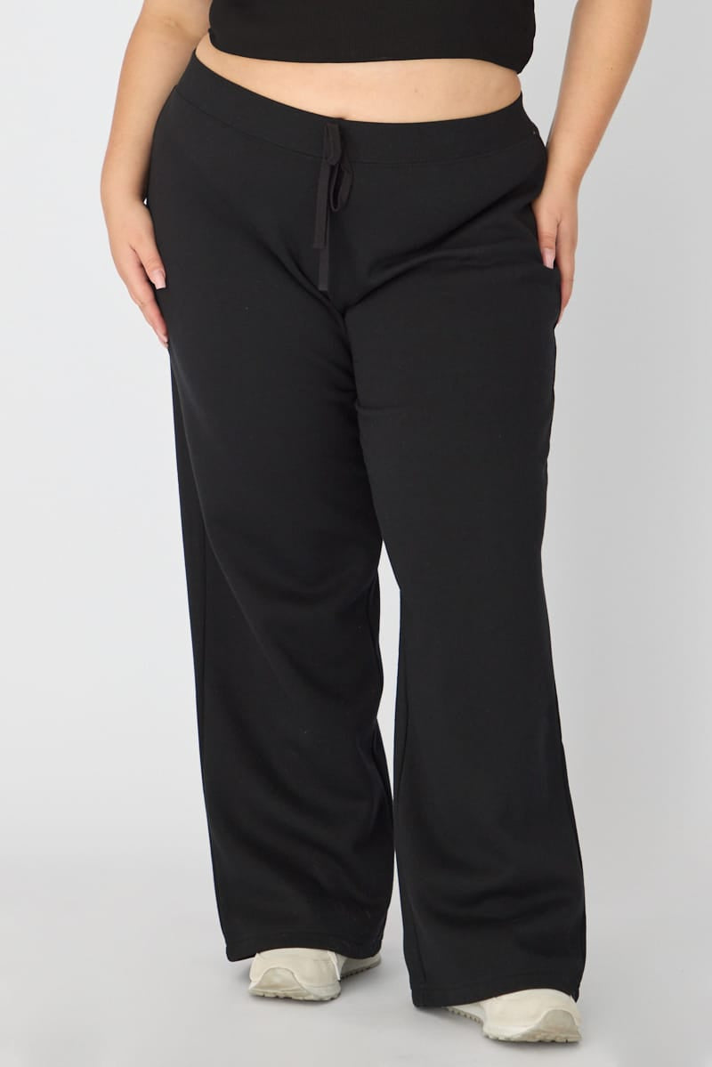 Black Track Pants Wide Leg for YouandAll Fashion