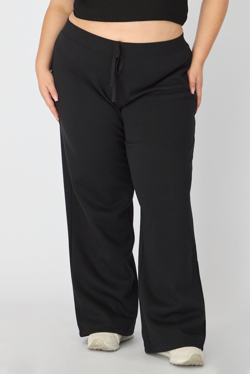 Black Track Pants Wide Leg for YouandAll Fashion