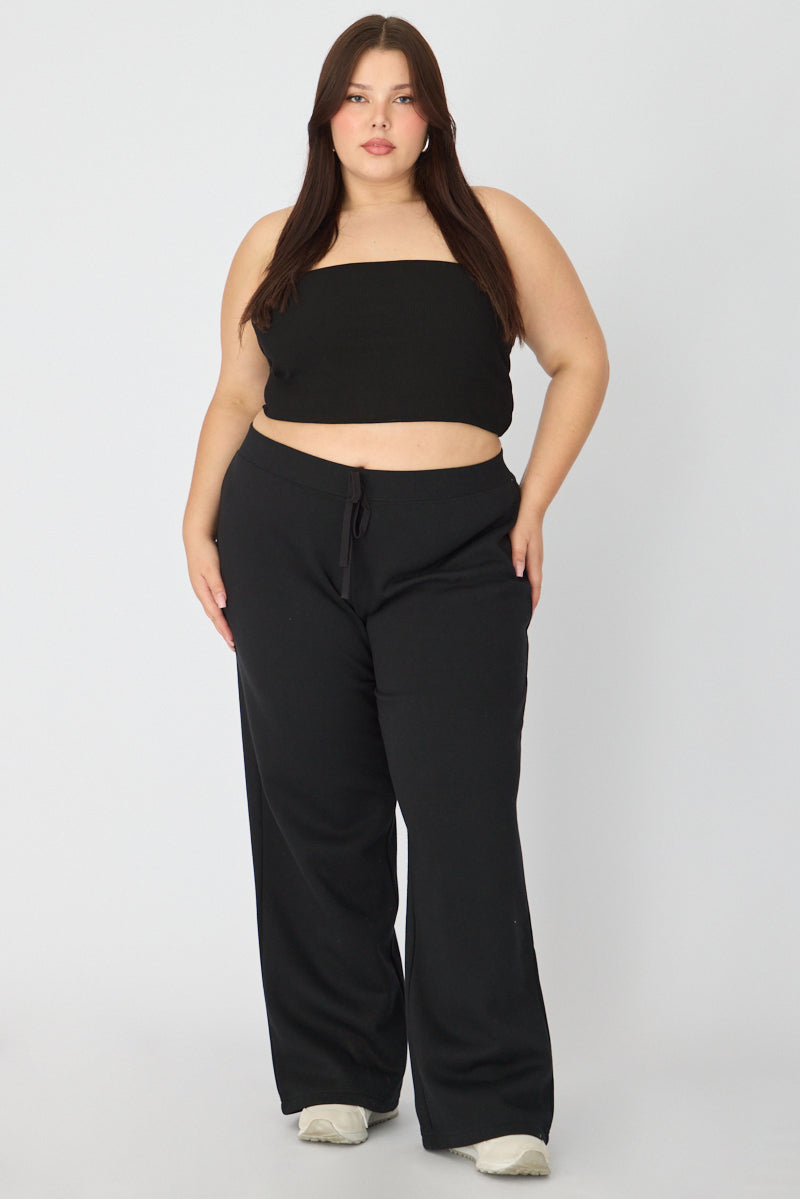 Black Track Pants Wide Leg for YouandAll Fashion