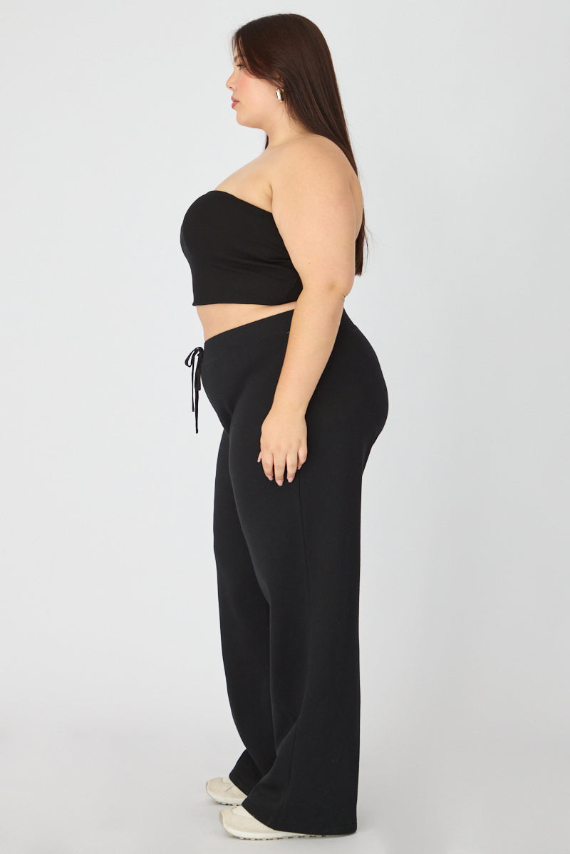 Black Track Pants Wide Leg for YouandAll Fashion
