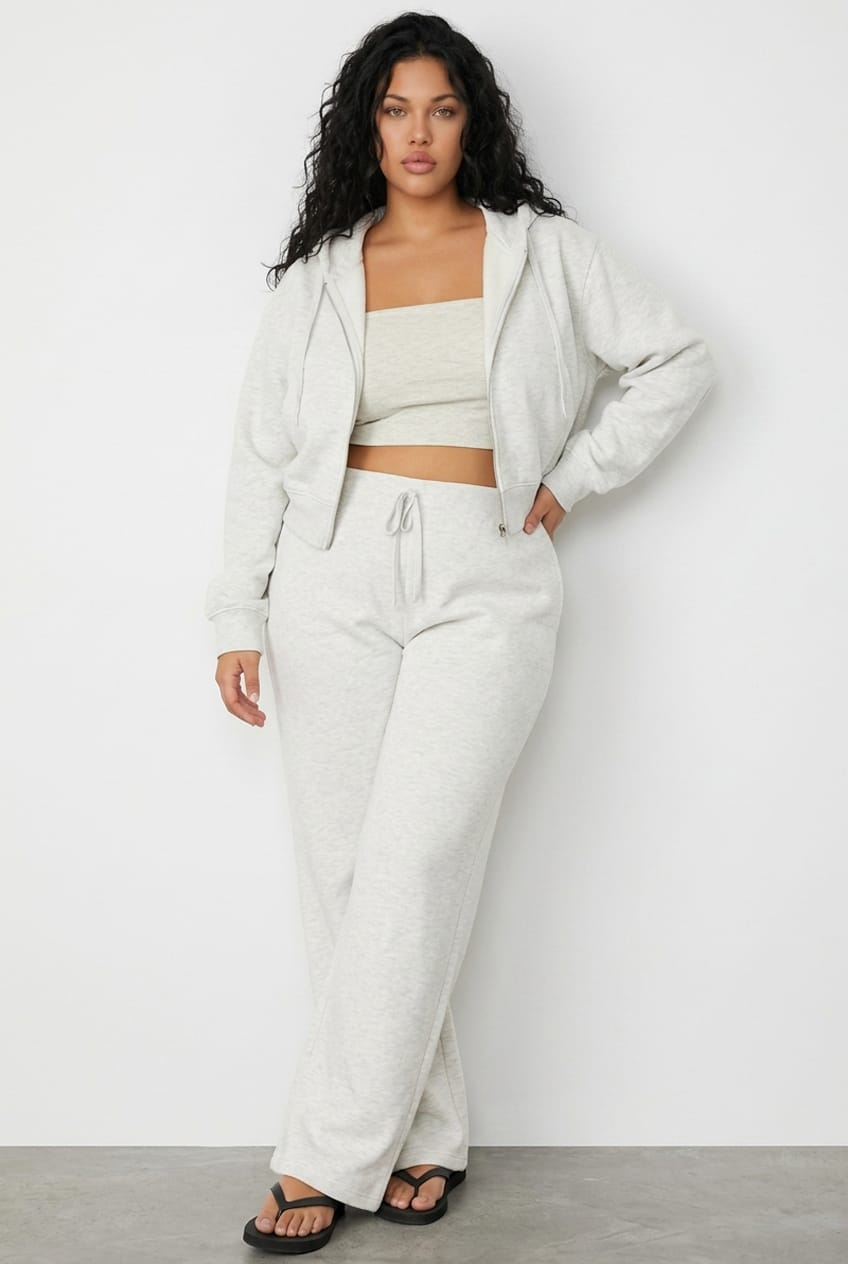 Grey Track Pants Wide Leg for YouandAll Fashion