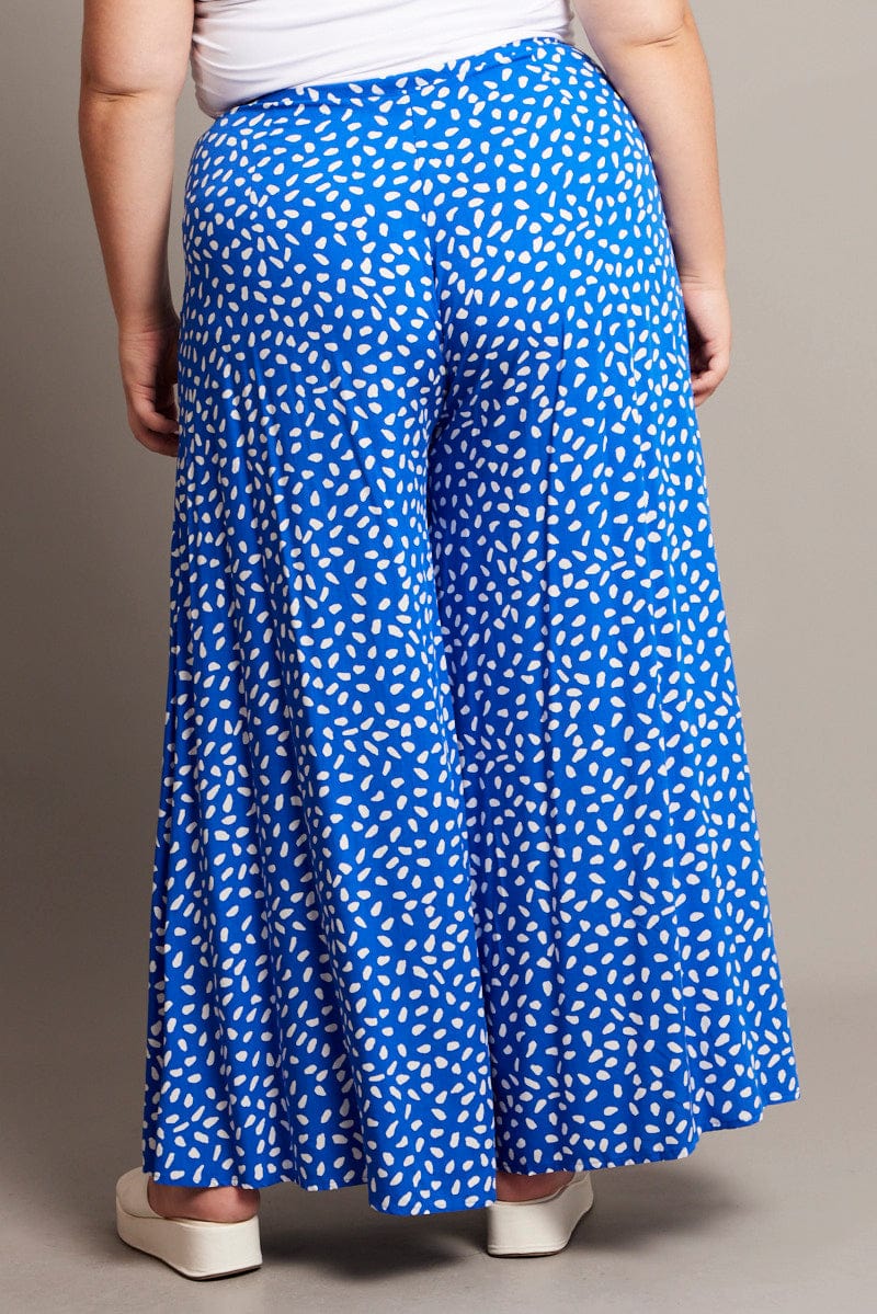 Blue Geo Flared Wide Leg Pants for YouandAll Fashion