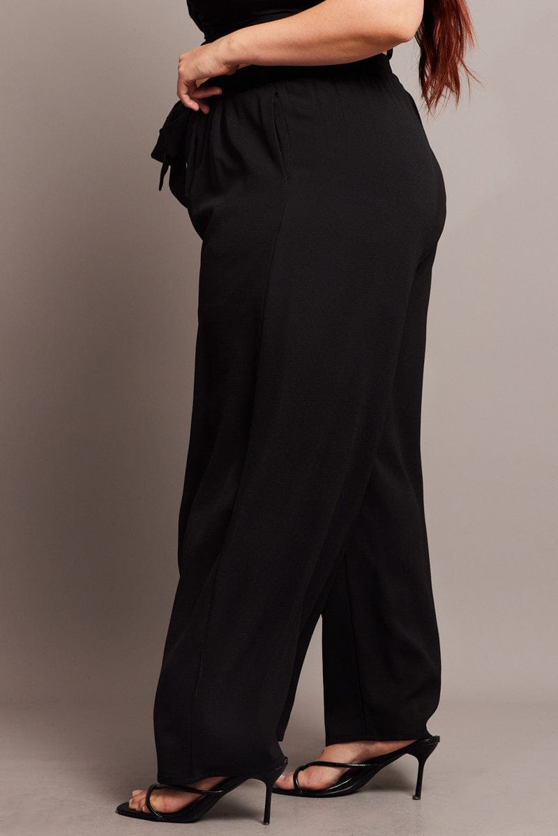 Black High Waist Crepe Wide Leg Pants for YouandAll Fashion