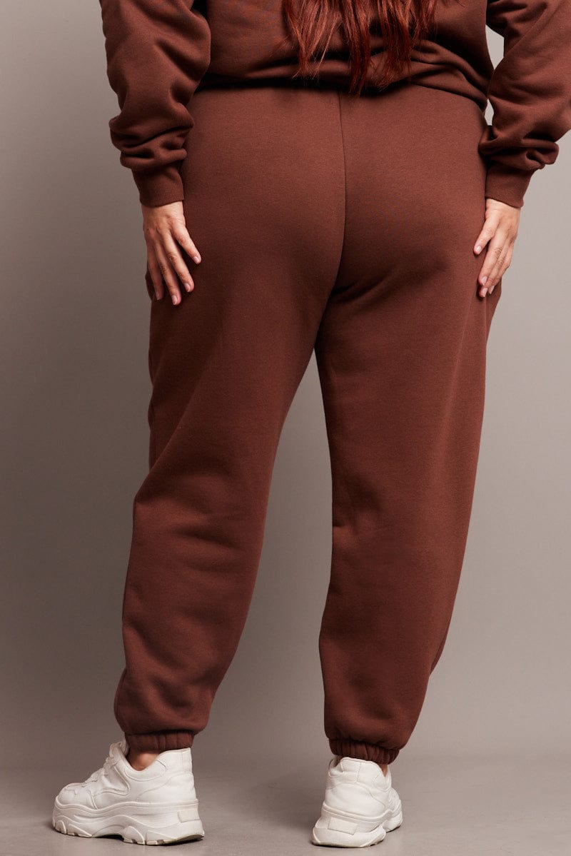 Brown Track Pants High Rise for YouandAll Fashion