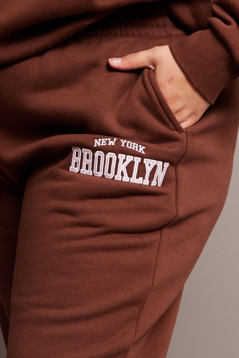 Brown Track Pants High Rise for YouandAll Fashion