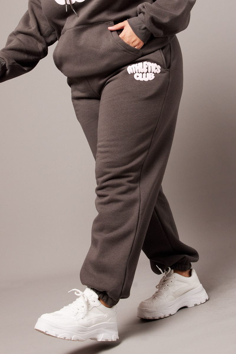 Grey Track Pants High Rise for YouandAll Fashion