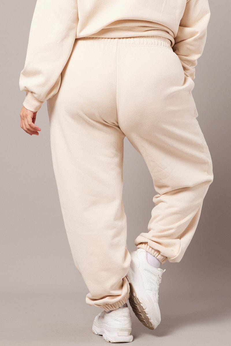 Beige Track Pants High Rise for YouandAll Fashion