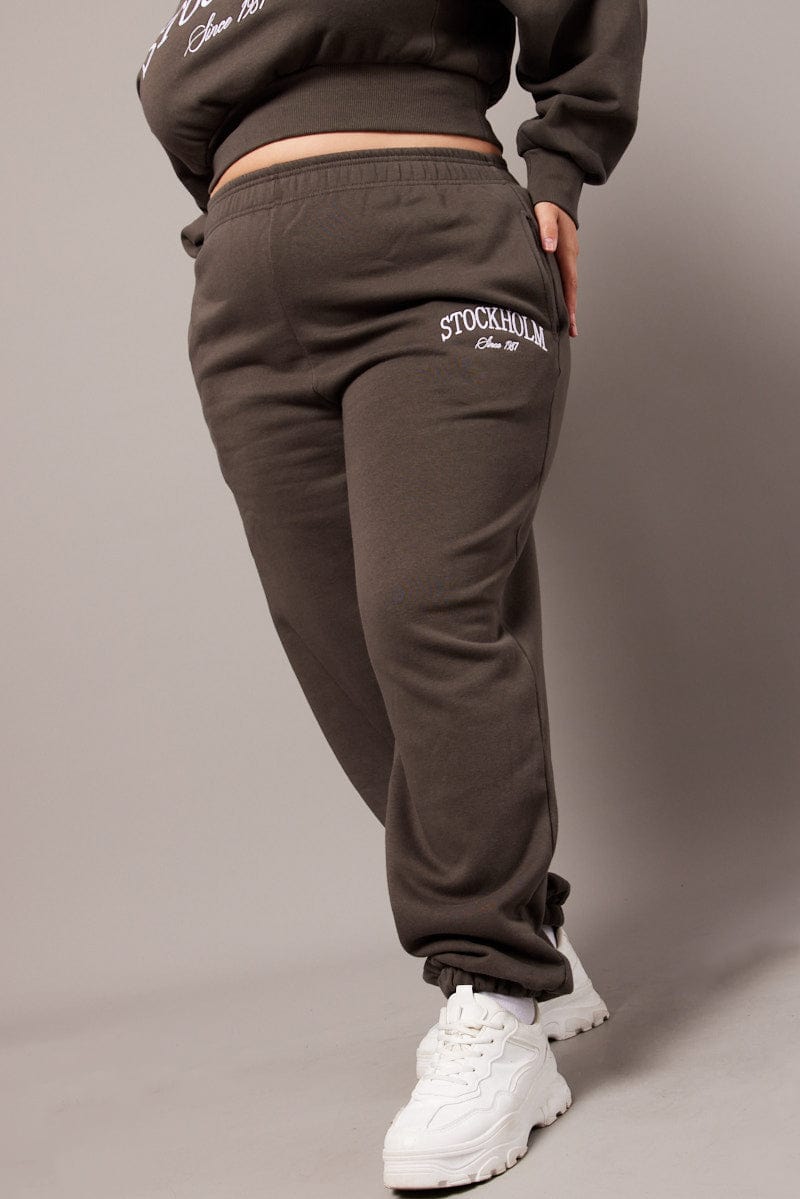 Grey Track Pants High Rise for YouandAll Fashion