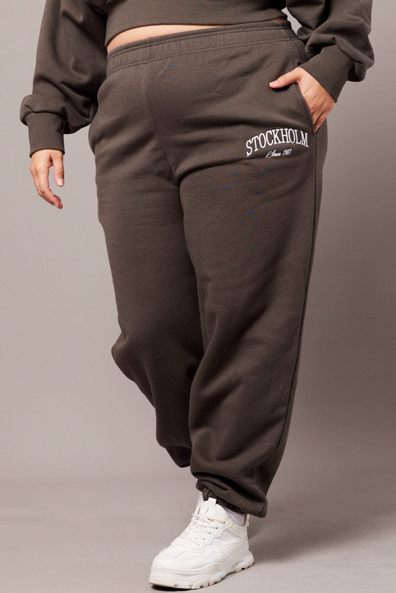 Grey Track Pants High Rise for YouandAll Fashion