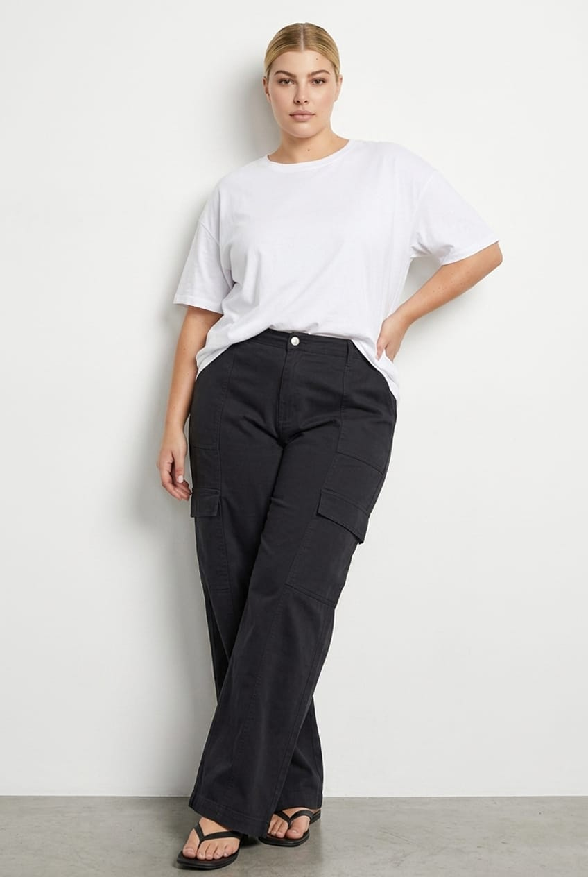 Black Cargo Pants Elastic Waist for YouandAll Fashion