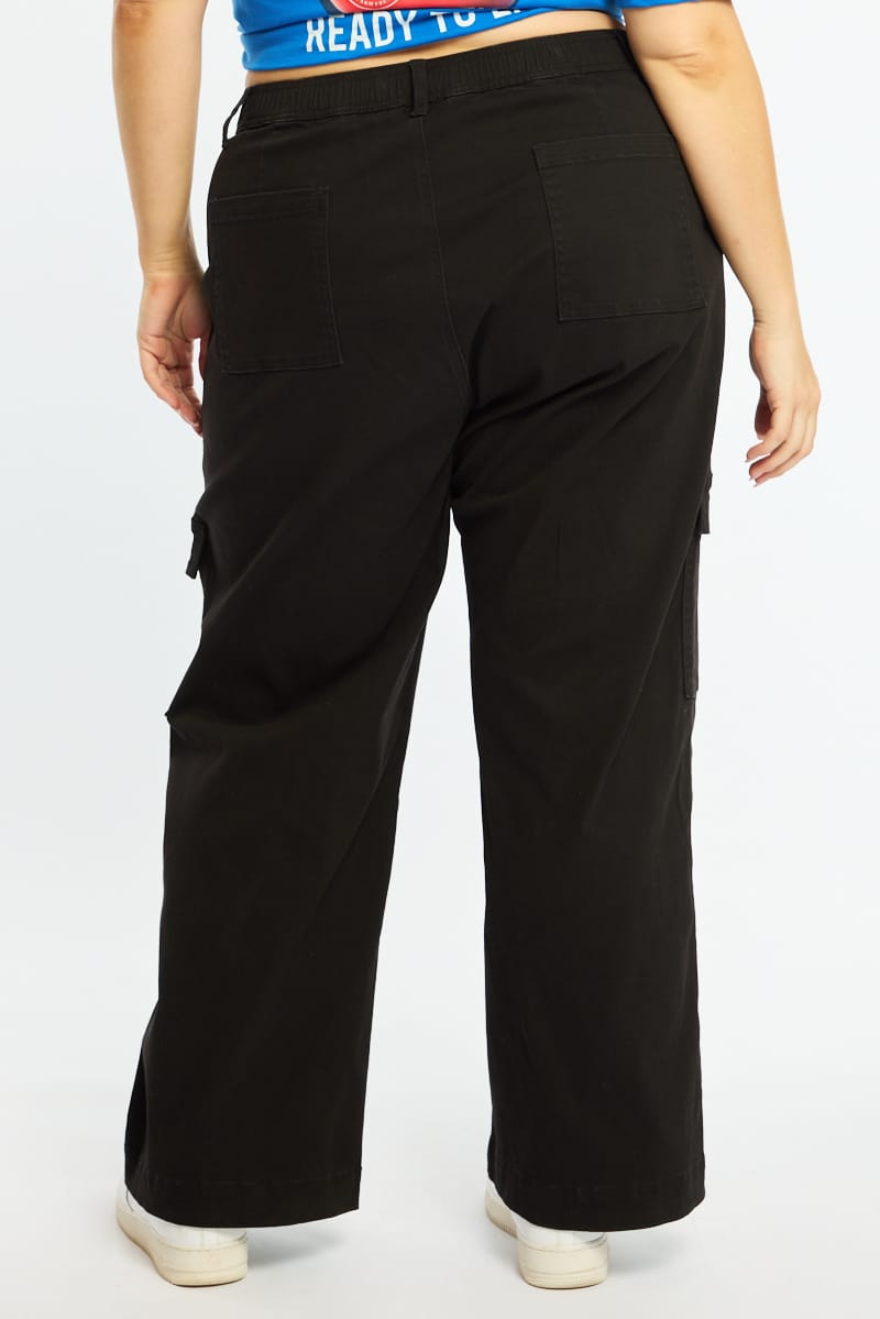 Black Cargo Pants Elastic Waist for YouandAll Fashion
