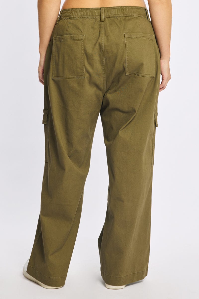 Green Cargo Pants Elastic Waist for YouandAll Fashion