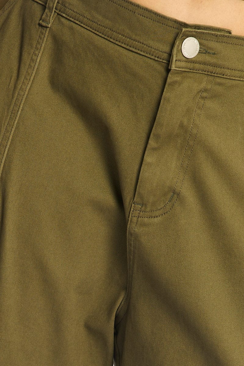 Green Cargo Pants Elastic Waist for YouandAll Fashion