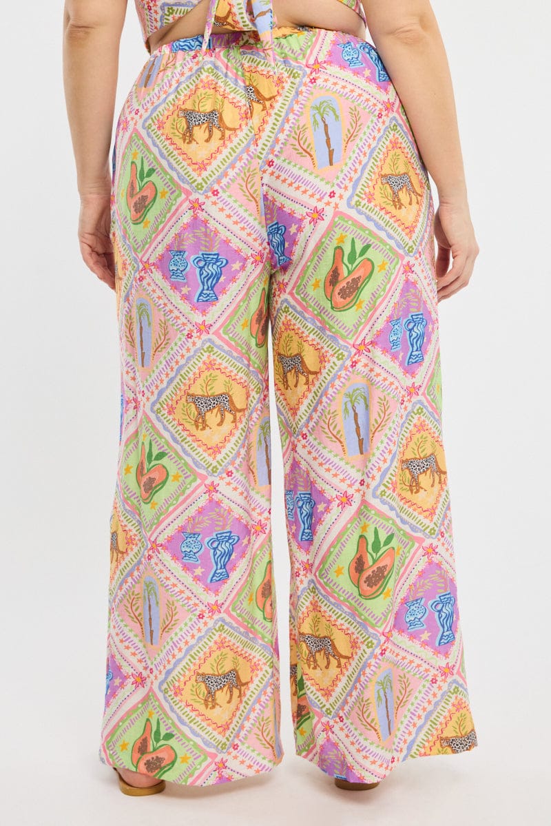 Multi Abstract Wide Leg Pants for YouandAll Fashion