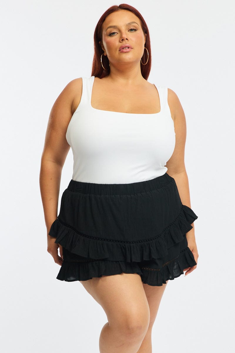Black Mini Skorts Ruffle for YouandAll Fashion