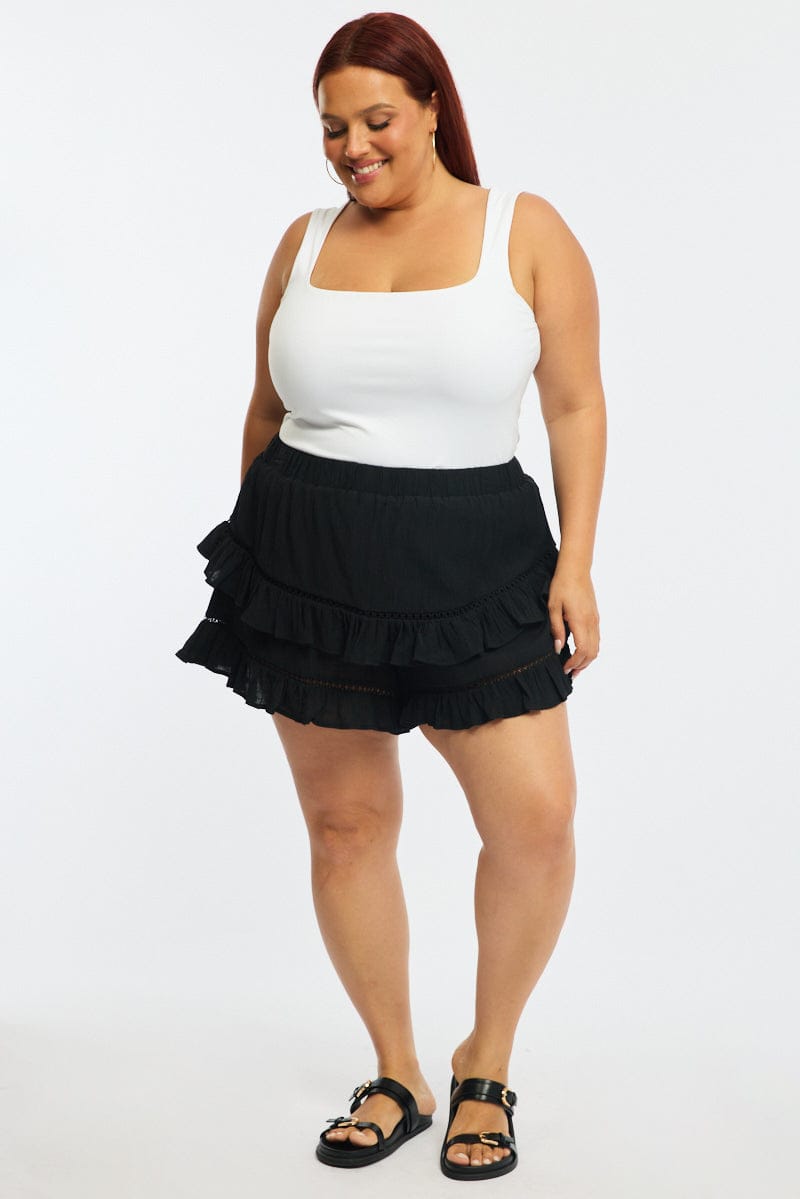 Black Mini Skorts Ruffle for YouandAll Fashion