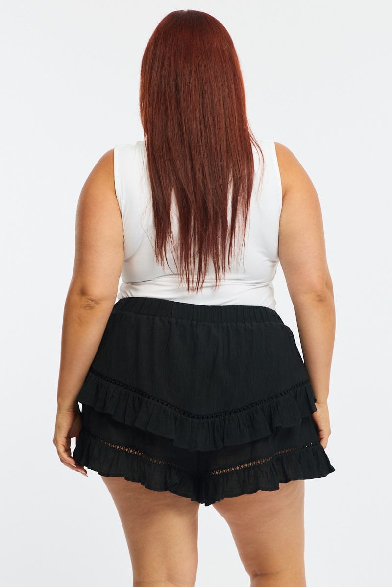 Black Mini Skorts Ruffle for YouandAll Fashion
