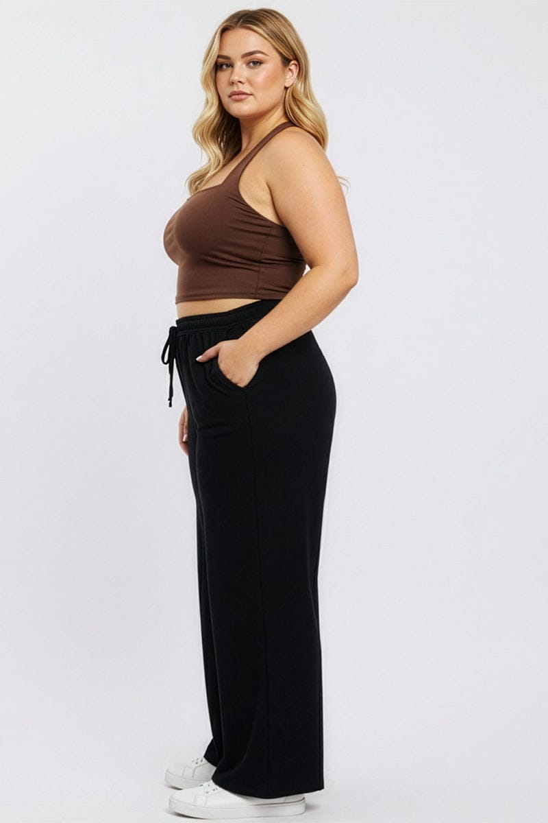 Black Wide Leg Pants Elasticated Waist for YouandAll Fashion